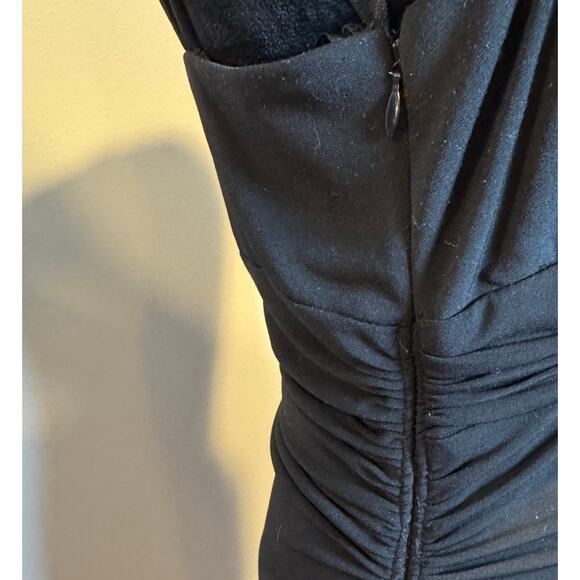 Vintage Y2K Betsy & Adam Rhinestone Ruffle Ruched Black Maxi Dress 12P - Picture 6 of 9